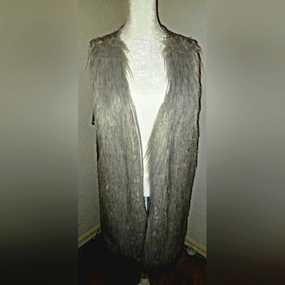 Women's gray fur vest